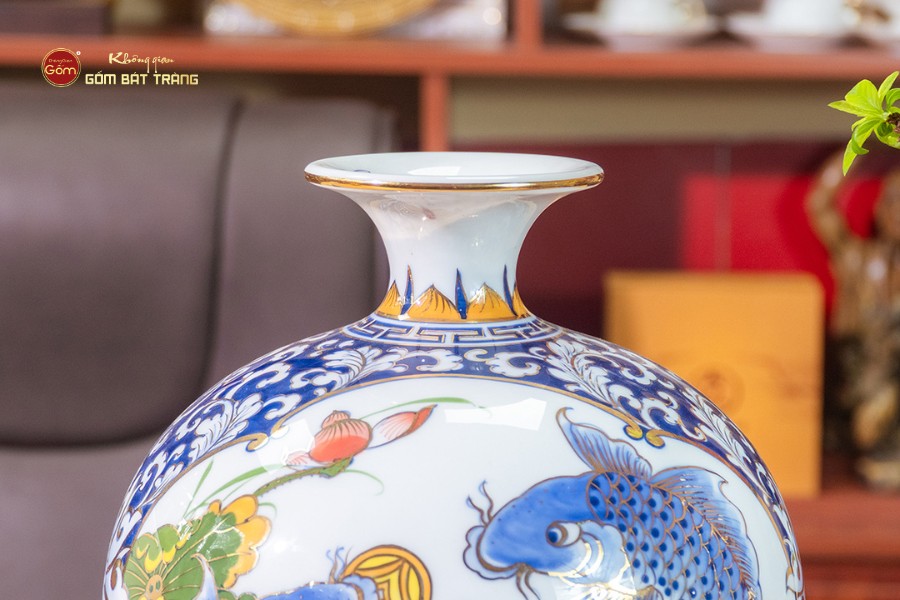 Quả Hút Lộc Vẽ Vàng Nhị Cảnh Cá Chép Thuận Buồm