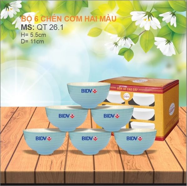 Tô chén sứ in logo – quà tặng khách hàng 20/10