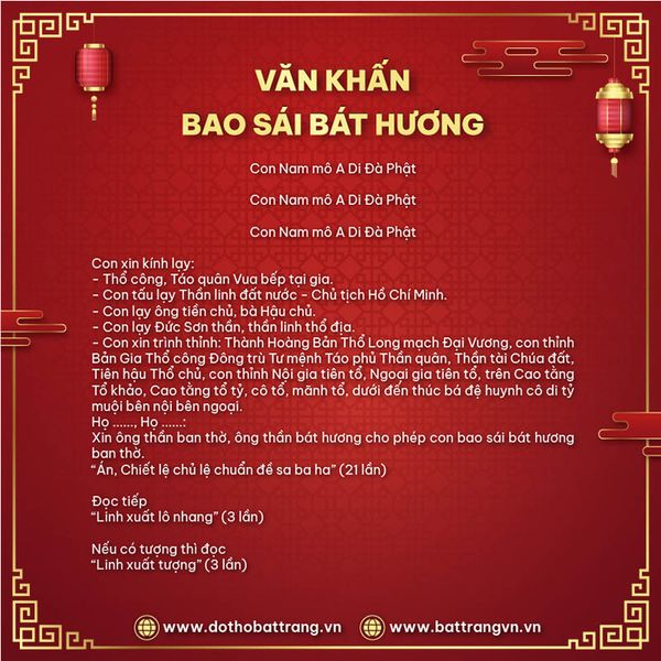 Văn khấn bao sái bát hương – Văn khấn xin dọn dẹp bàn thờ ngày Tết