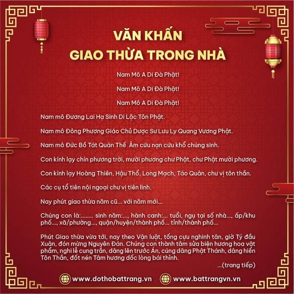 Bài văn khấn lễ giao thừa