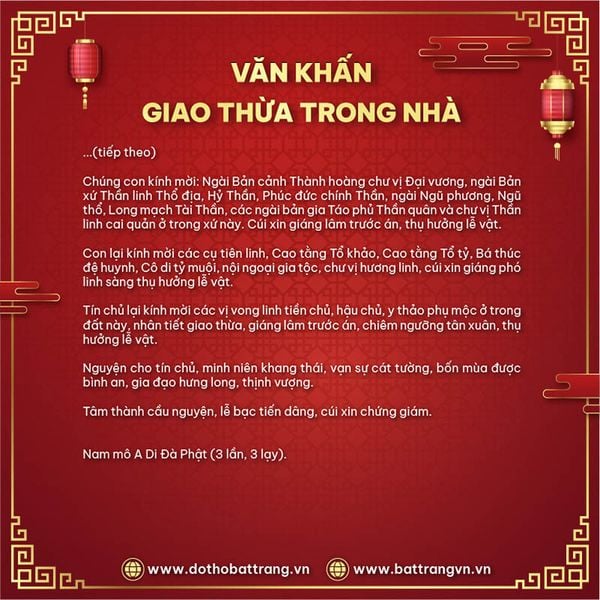 Bài văn khấn lễ giao thừa