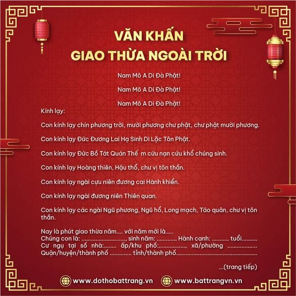 Bài văn khấn lễ giao thừa