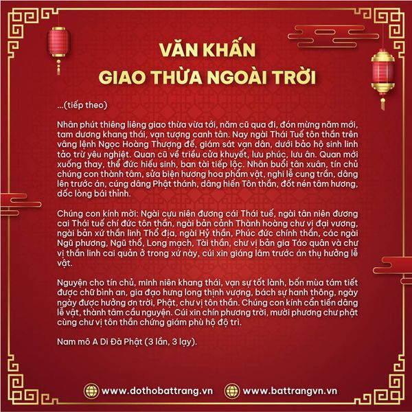 Bài văn khấn lễ giao thừa