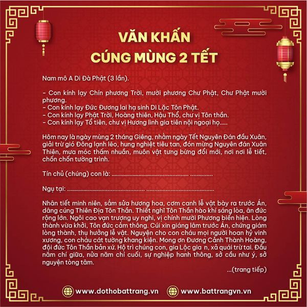 Văn khấn cúng mùng 2 Tết