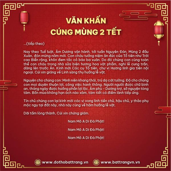 Văn khấn cúng mùng 2 Tết