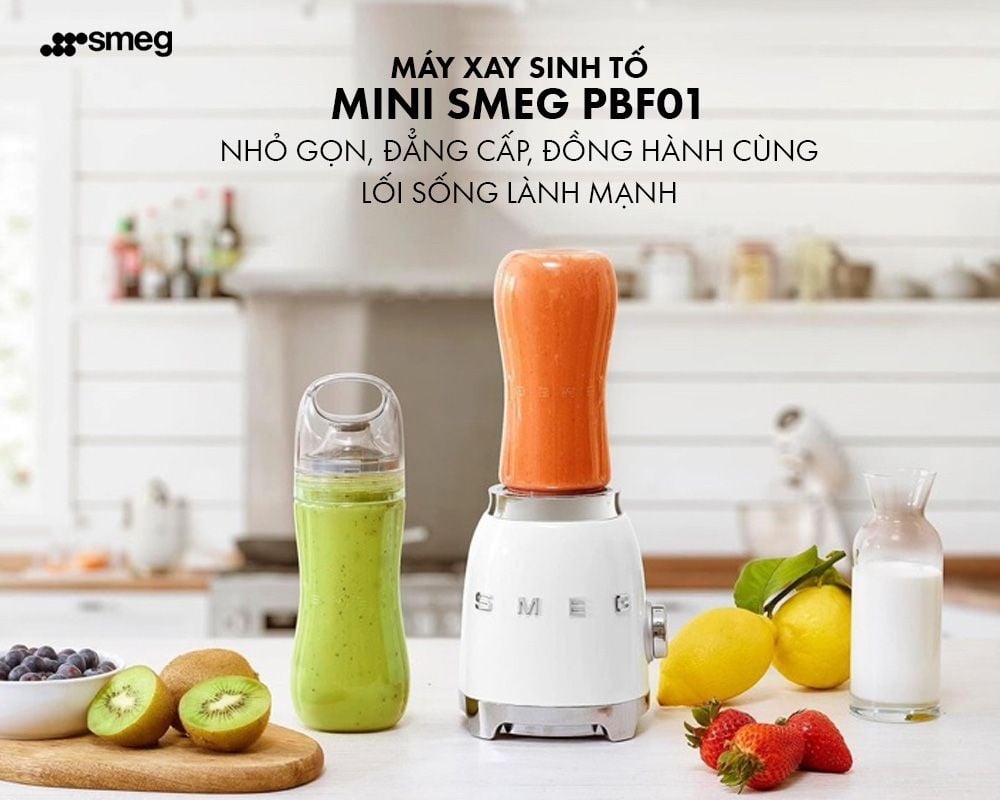 Máy Xay Sinh Tố Mini Smeg Pbf01 – Nhỏ Gọn, Đẳng Cấp, Đồng Hành Cùng Lối Sống Lành Mạnh