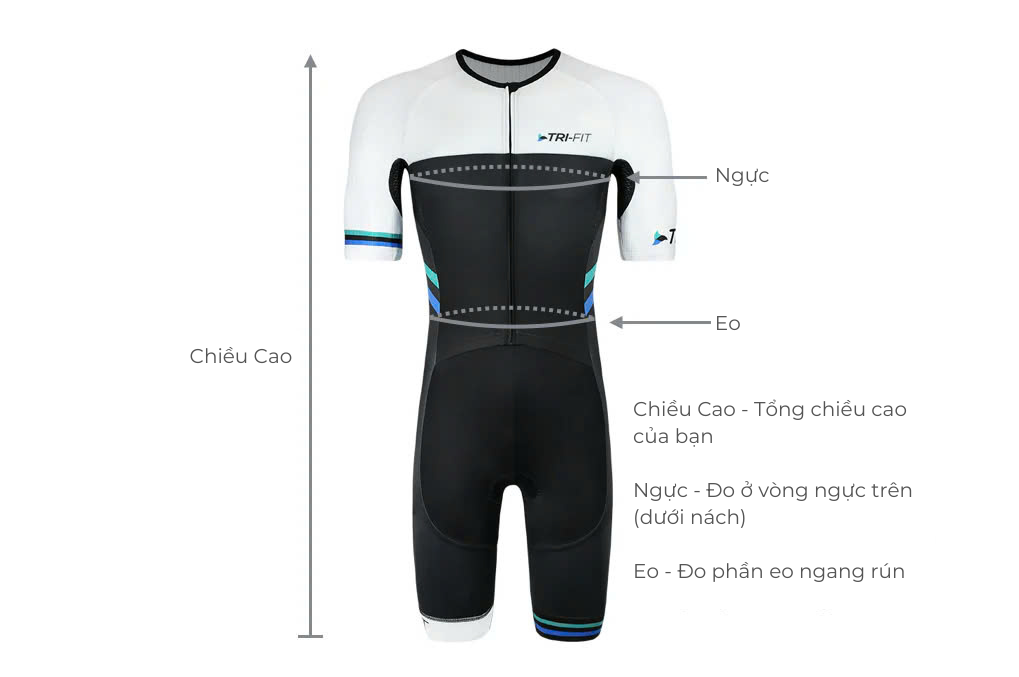 bảng size chart đồ triathlon Nam