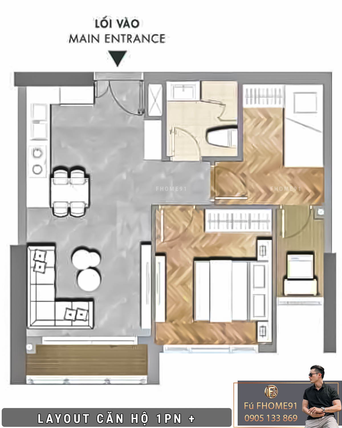 Layout căn hộ 1PN+