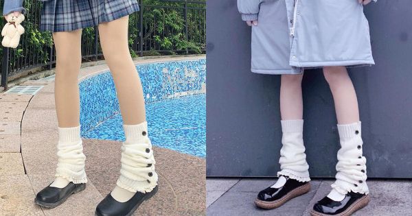 Tất ống chân mẫu trắng cài cúc