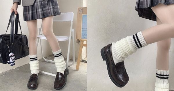 Tất ống chân kẻ sọc đen