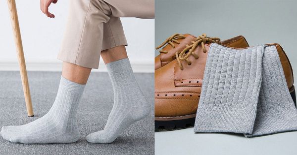 Vớ len gân phối với giày tây