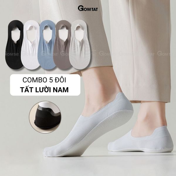 Combo 5 đôi tất lười nam GOMTAT chống tuột gót, chất liệu cotton mềm mại êm chân - HNA-OYU-1501-CB5