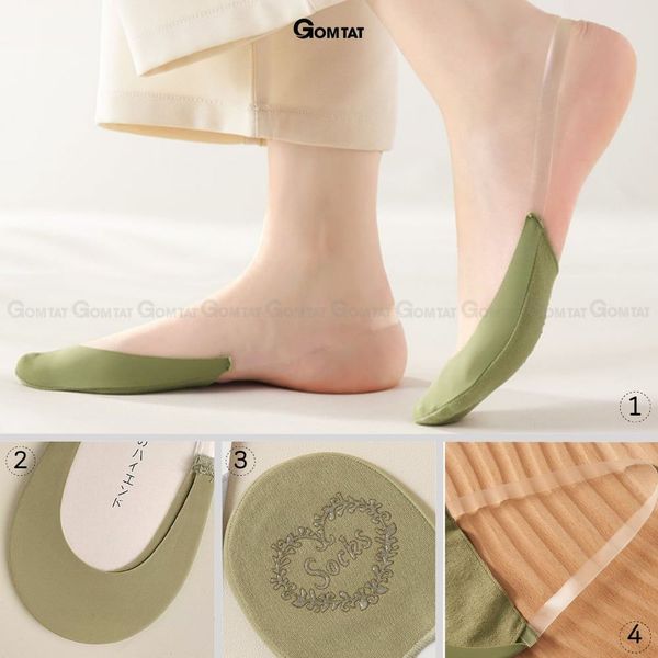 Tất đi giày cao gót nữ, vớ có dây đeo trong suốt GOMTAT, chất liệu cotton thoáng mát có đệm êm chân – CAOGOT-SUX-1102