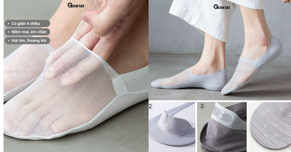 Set 5 đôi tất vớ tàng hình nam chống tuột gót GOMTAT, tất lười nam có mặt lưới thoáng khí - VLN-INVISIBLE-CB5