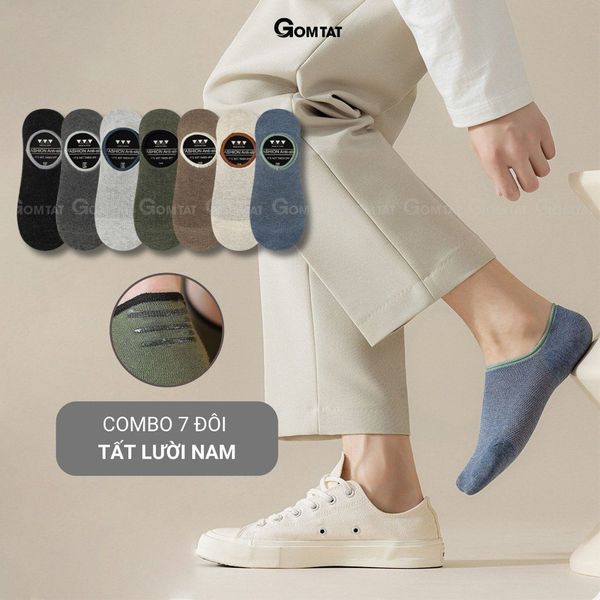 Combo 7 đôi tất lười nam GOMTAT chống tuột gót, chất liệu cotton cao cấp mềm mại êm chân kháng khuẩn - MIA-1402-CB7