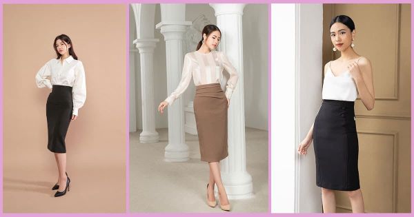 Chân váy bút chì da báo kết hợp cùng áo khoác dạ cùng tone