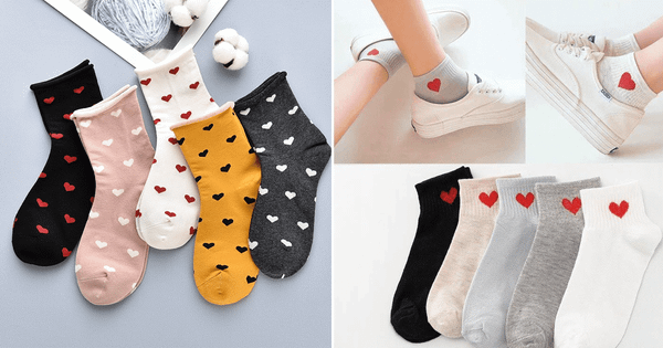 Tất nhún cổ bèo hình trái tim