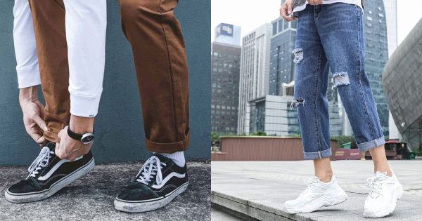 Gắp nếp quần kết hợp với giày thể thao