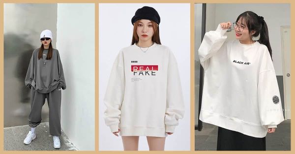 Sweater phối cùng áo thun tay lỡ form rộng