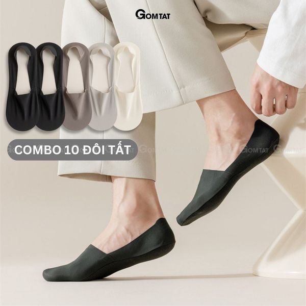 Combo 10 đôi tất lười nam GOMTAT chống tuột gót, chất liệu cotton mềm mại thoáng khí - TATLUA-UYE-7010-CB10