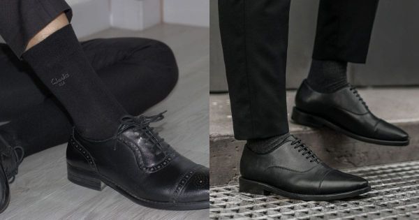 Vớ đen kết hợp với giày tây đen