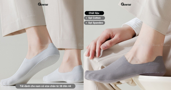 Combo 5 đôi tất tàng hình nam GOMTAT chống tuột gót, chất liệu cotton mềm mại êm chân - HNA-OYU-1501-CB5