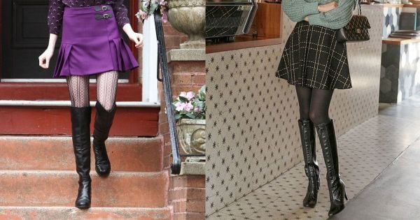 Tất đen mỏng cùng giày hoặc bốt đen