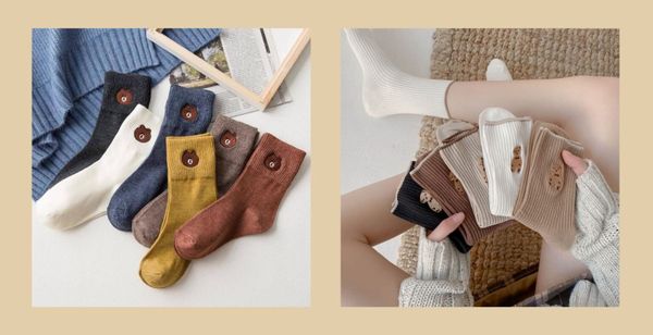 Tất cổ cao nam nữ unisex họa tiết gấu