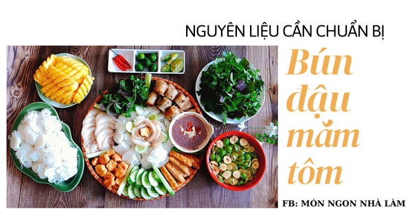 chuan bị nguyen lieu bun dau mam tom