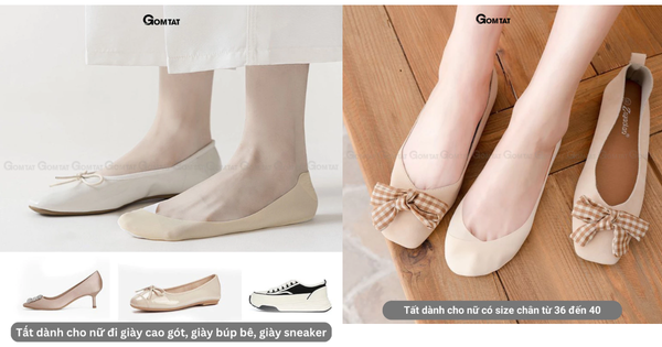 Tất hài nữ mùa hè đi giày cao gót, giày lười GOMTAT có đệm cao su chống tuột – SUX-1103-1DOI