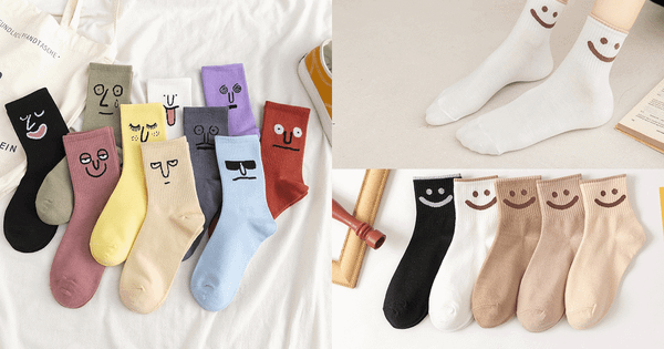 Tất trơn cổ trung họa tiết vui nhộn