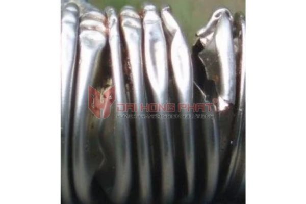 Fractured-metal-bellows-due-to-overload