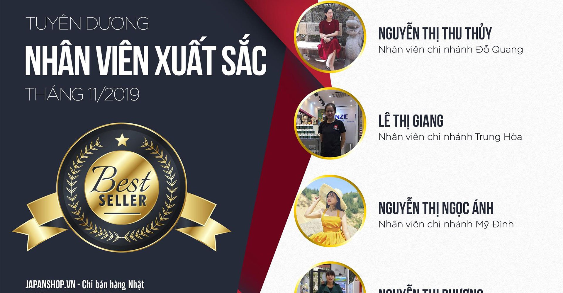 Khen thưởng nhân viên, tập thể có thành tích xuất sắc hệ thống japanshop.vn tháng 11/2019.