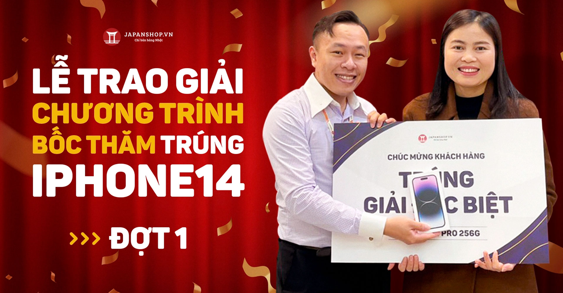 Lễ trao giải chương trình bốc thăm trúng iphone 14 pro đợt 1 tại japanshop.vn