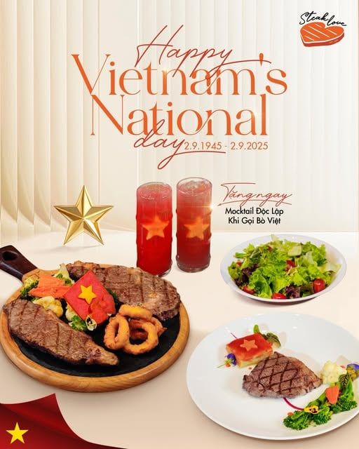 Steak Love Mừng Quốc Khánh 2/9 – Tặng Mocktail Độc Lập