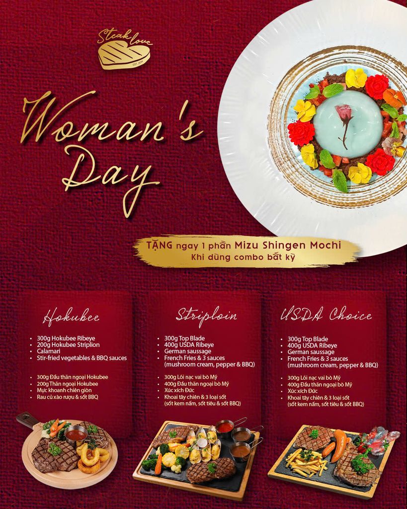 🎉 CELEBRATE HER DAY – VISIT STEAK LOVE & GET A SPECIAL GIFT! 🎉