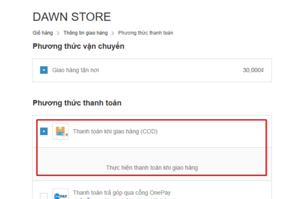Thanh toán khi giao hàng (COD)