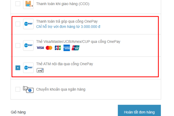 Thanh toán qua cổng OnePay