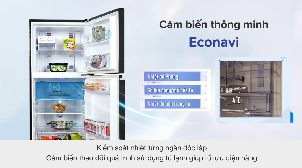 Tủ lạnh Panasonic Inverter 234 lít NR-TV261BPKV với cảm biến thông minh Econavi Tủ lạnh Panasonic Inverter 234 lít NR-TV261BPKV với cảm biến thông minh Econavi