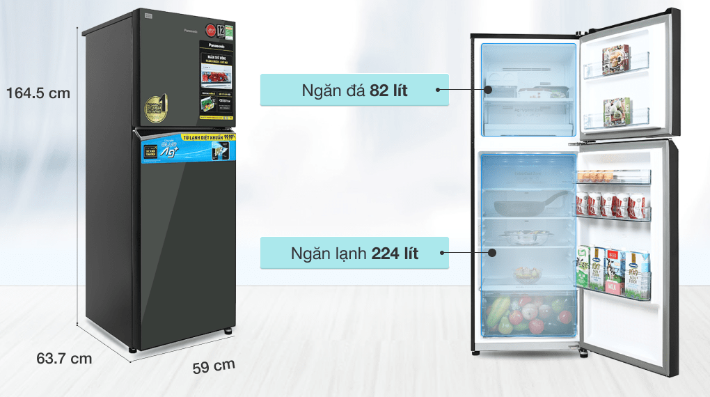 Tủ lạnh Panasonic Inverter 306 lít NR-TV341VGMV - Dung tích 366 lít Tủ lạnh Panasonic Inverter 306 lít NR-TV341VGMV - Dung tích 366 lít