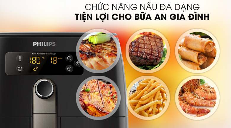 Chức năng nấu đa dạng - Nồi chiên không dầu Philips HD9745 3 lít Chức năng nấu đa dạng - Nồi chiên không dầu Philips HD9745 3 lít