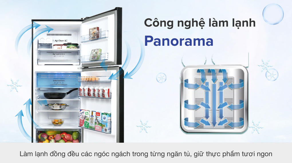 Tủ lạnh Panasonic Inverter 326 lít NR-TL351VGMV - Công nghệ làm lạnh Panorama Tủ lạnh Panasonic Inverter 326 lít NR-TL351VGMV - Công nghệ làm lạnh Panorama