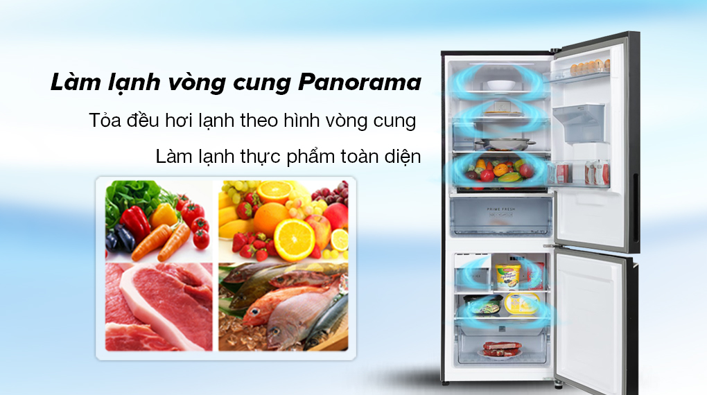 Tủ lạnh Panasonic Inverter 300 lít NR-BV331WGKV - Làm lạnh vòng cung Panorama giúp làm lạnh đều thực phẩm Tủ lạnh Panasonic Inverter 300 lít NR-BV331WGKV - Làm lạnh vòng cung Panorama giúp làm lạnh đều thực phẩm
