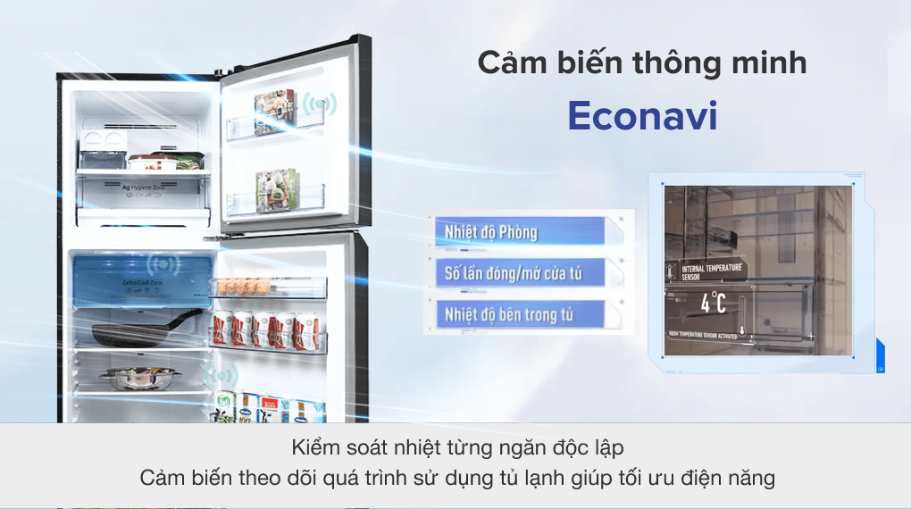 Tủ lạnh Panasonic Inverter 306 lít NR-TV341VGMV - Cảm biến Econavi Tủ lạnh Panasonic Inverter 306 lít NR-TV341VGMV - Cảm biến Econavi