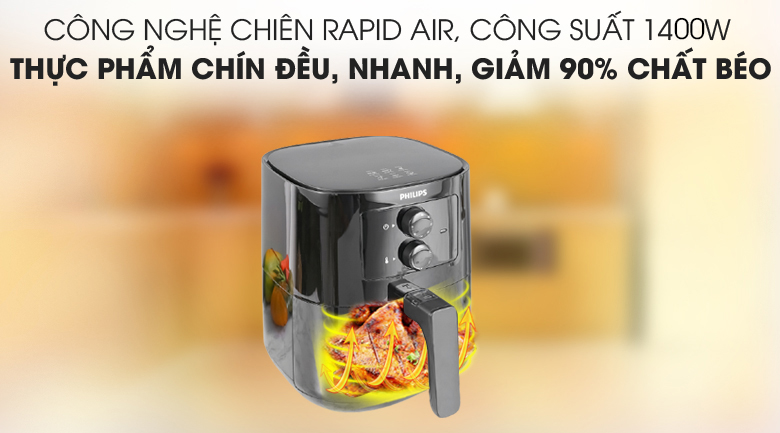 Công nghệ nấu nướng an toàn sức khỏe - Nồi chiên không dầu Philips HD920090 2.4 lít Công nghệ nấu nướng an toàn sức khỏe - Nồi chiên không dầu Philips HD920090 2.4 lít