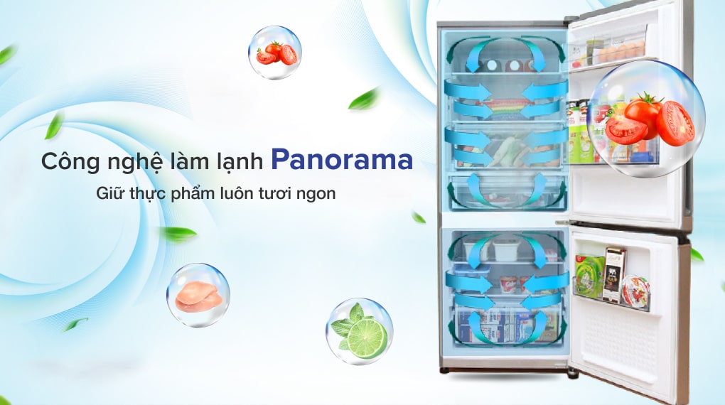 Tủ lạnh Panasonic Inverter 255 lít NR-BV280QSVN - Công nghệ làm lạnh Panorama Tủ lạnh Panasonic Inverter 255 lít NR-BV280QSVN - Công nghệ làm lạnh Panorama