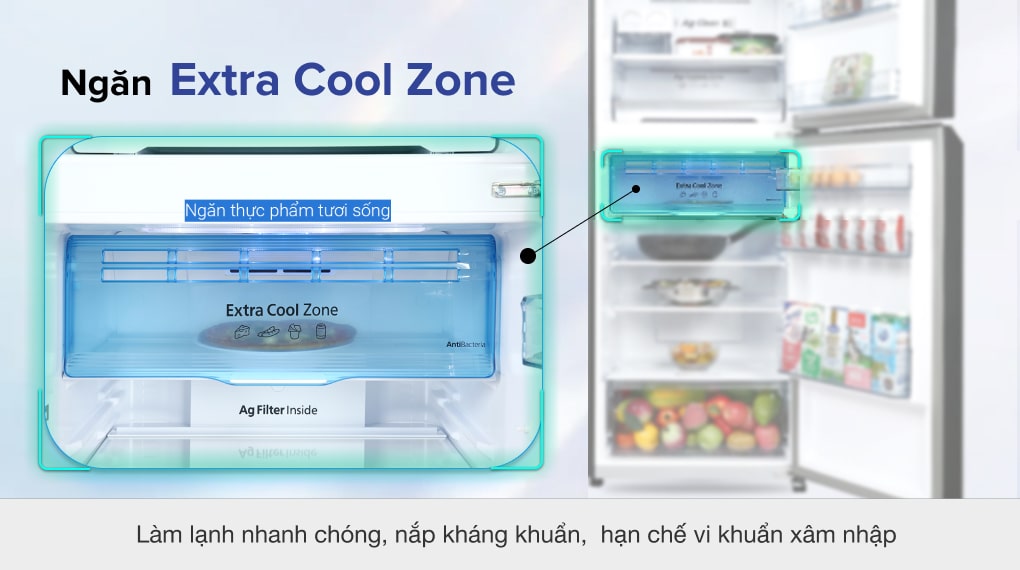 Tủ lạnh Panasonic Inverter 326 lít NR-TL351VGMV - Ngăn Extra Cool Zone Tủ lạnh Panasonic Inverter 326 lít NR-TL351VGMV - Ngăn Extra Cool Zone