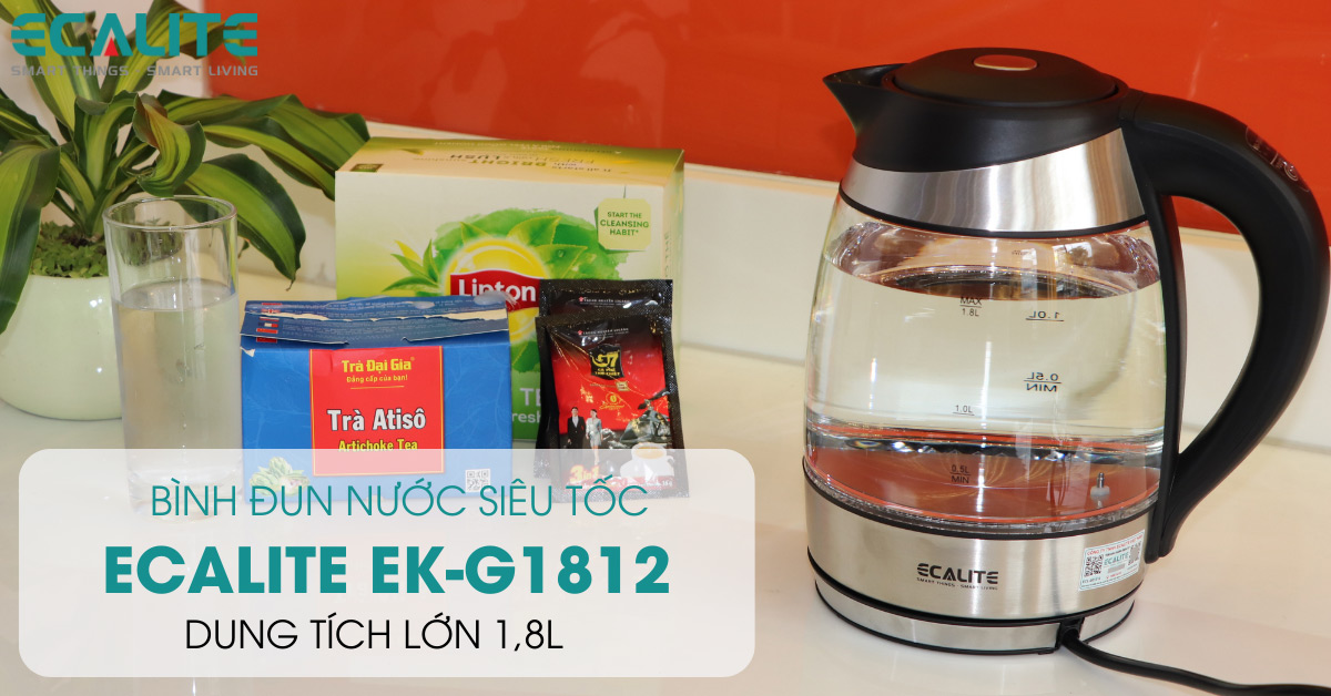 Bình đun nước siêu tốc Ecalite EK-G1812 dung tích 1,8l