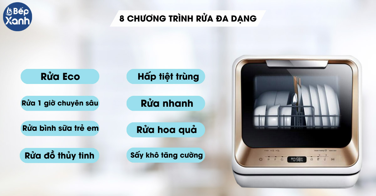 Máy rửa bát Eurosun STB50E06EU 8 chương trình rửa đa dạng
