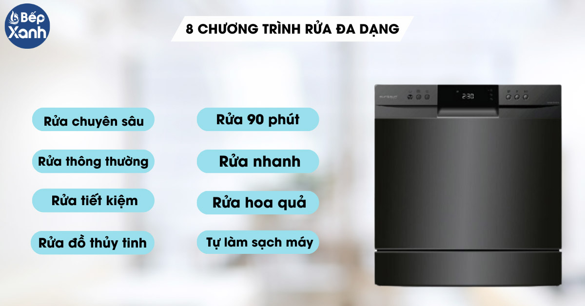 Máy rửa chén Eurosun SMS60E08EB 8 chương trình rửa đa dạng